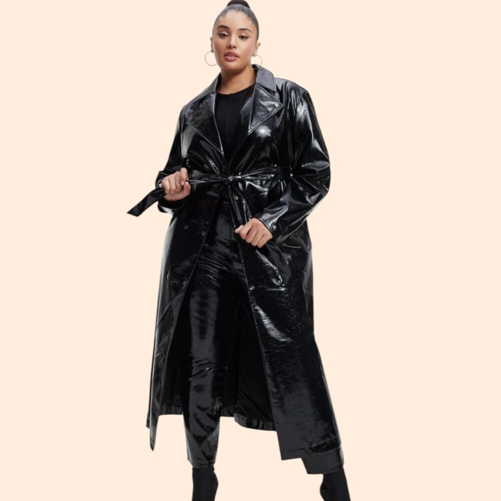 Good American Faux Leather Trench Coat